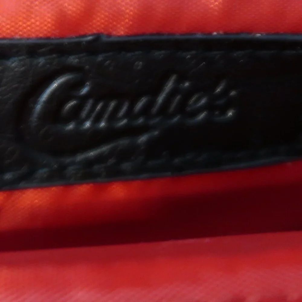 Candie's Black Boho Clutch Wallet Purse Silver Hardware Red Liner Vintage